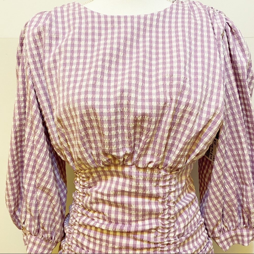 Zara Gingham Ruched Detail Mini Dress
